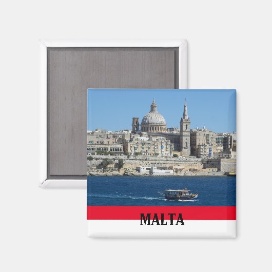 Malta Szene von Valletta und Hafen Souvenir Magnet (Vorderseite/Rückseite)