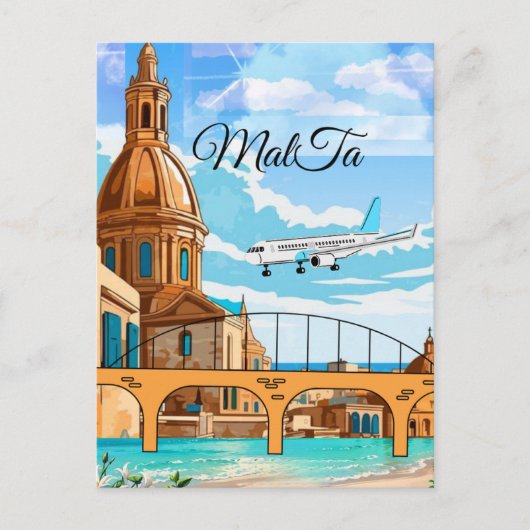 Malta Travel Postcard, Valletta Travel Postcard, M Postkarte (Vorderseite)