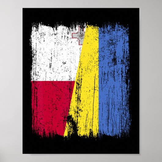 Malta Ukraine Halbflagge Maltesisches Ukrainisches Poster (Vorne)