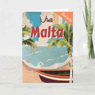 Malta Urlaub Vintage Reiseplakat. Feiertagskarte