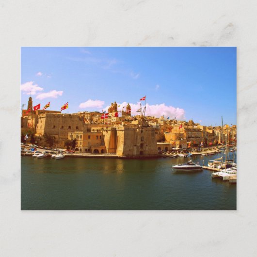Malta - Valetta - Hafen und Mehrflaggen Postkarte (Vorderseite)