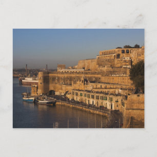 Malta, Valletta, Aussicht auf den Hafen von Lower  Postkarte