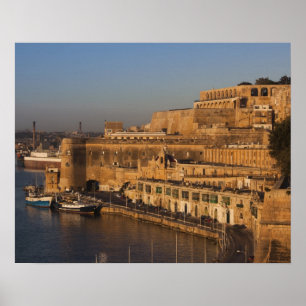 Malta, Valletta, Hafenansicht von Lower Barrakka Poster