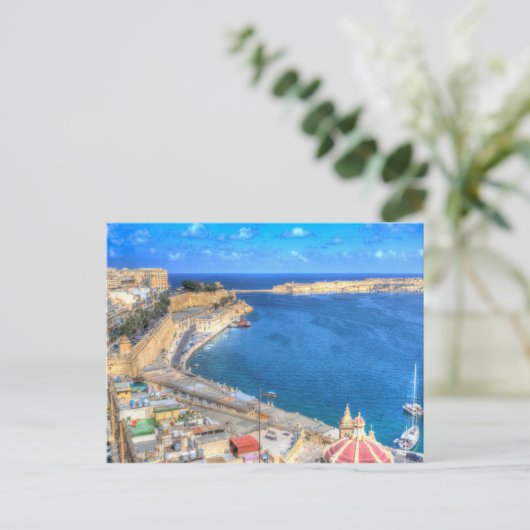 Malta Valletta Harbour Postkarte (Stehend Vorderseite)