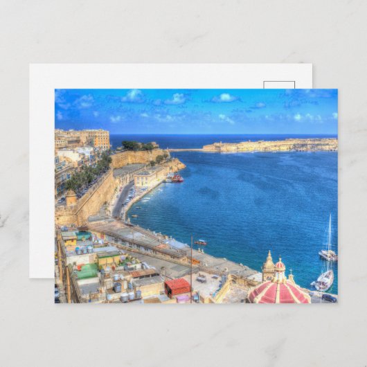 Malta Valletta Harbour Postkarte (Vorne/Hinten)