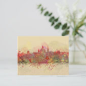 Malta Valletta Red Coastline Watercolor Postkarte (Stehend Vorderseite)