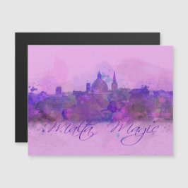 Malta Valletta Violet Coastline Wasserfarbe Magnetkarte