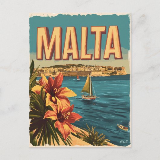 Malta Vintage Postkarte (Vorderseite)