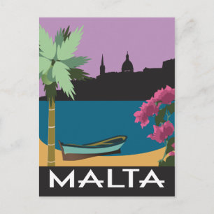 Malta vintage Reiseillustration im Stil Postkarte