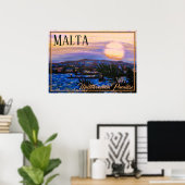 Malta Vintage Travel Mediterranean Paradies Sunset Poster (Heimbüro)