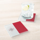 Maltaflagge Glasuntersetzer (Schrägansicht)