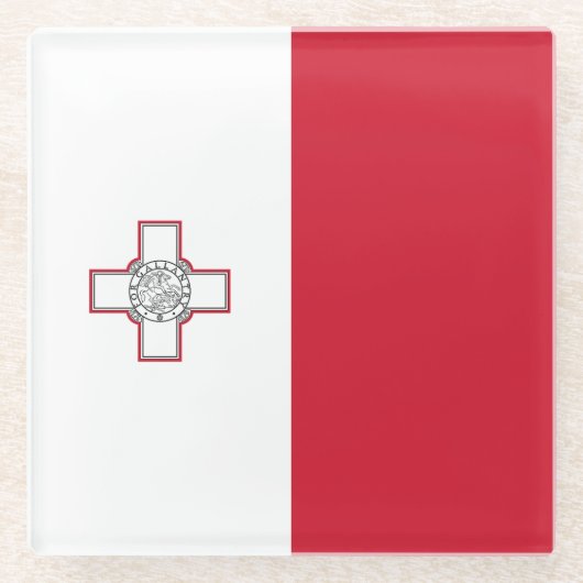 Maltaflagge Glasuntersetzer (Vorderseite)