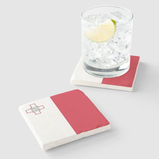 Maltaflagge Steinuntersetzer (Seitenansicht)