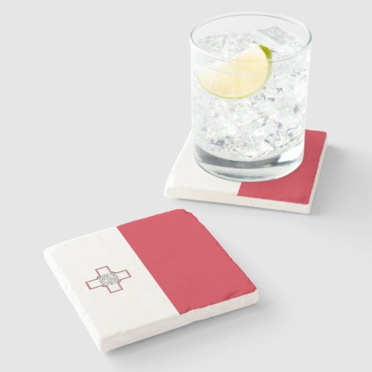 Maltaflagge Steinuntersetzer (Seitenansicht)