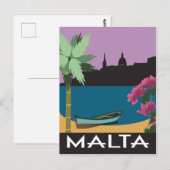 Maltas Vintage Reiseanschauung Postkarte (Vorne/Hinten)