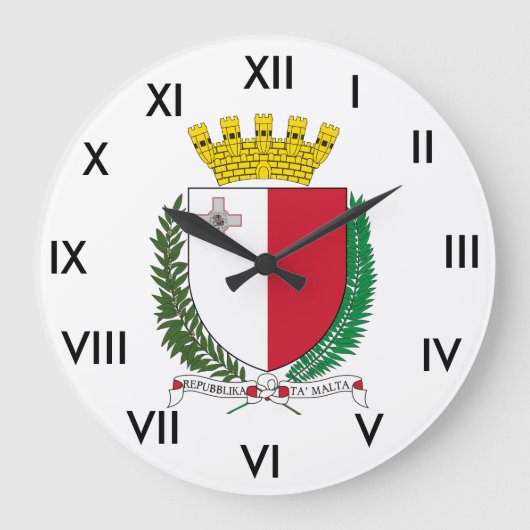 Maltas Wappen-Uhr Große Wanduhr (Vorderseite)