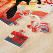 Malte blaue Schmetterlinge mit Zahnraduntergrund. Puzzle (Seite)