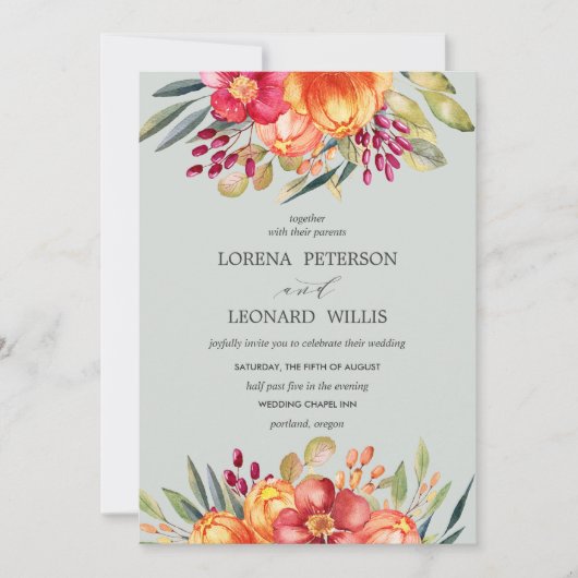 Malte Blume Moderne ELEGANT Rustikal Grau Vertikal Einladung (Vorderseite)