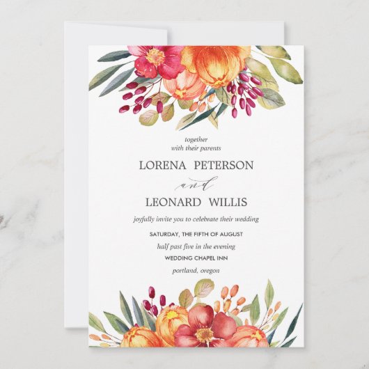 Malte Blume Moderne ELEGANT Rustikal Orange Einladung (Vorderseite)