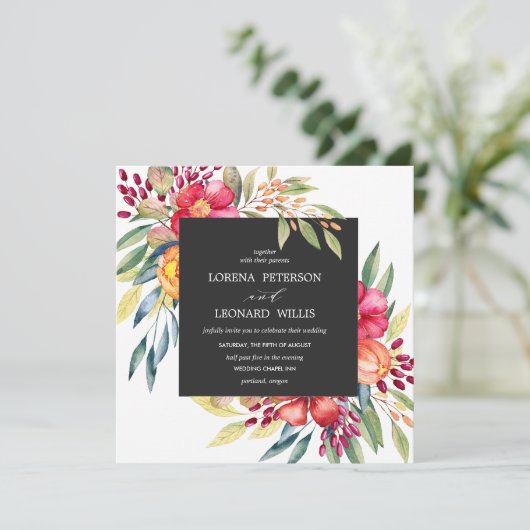 Malte Blume Moderne ELEGANT Rustikal viereckig gra Einladung (Stehend Vorderseite)