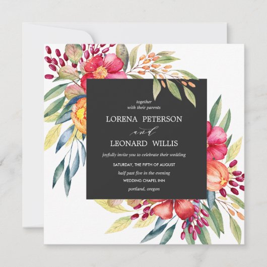 Malte Blume Moderne ELEGANT Rustikal viereckig gra Einladung (Vorderseite)