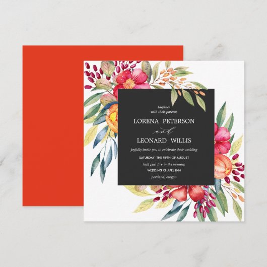 Malte Blume Moderne ELEGANT Rustikal viereckig gra Einladung (Vorne/Hinten)