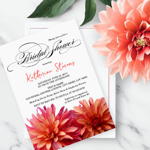 Malte Dahlia in rosa und korallenfarbenem Brautpar Einladung