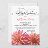 Malte Dahlia in rosa und korallenfarbenem Brautpar Einladung (Vorderseite)