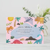 Malte Dinos-Kindergeburtstag-Party Einladung (Stehend Vorderseite)