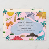 Malte Dinos-Kindergeburtstag-Party Einladung (Vorne/Hinten)