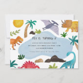 Malte Dinos Kindergeburtstag Party Einladung (Vorderseite)