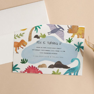 Malte Dinos Kindergeburtstag Party Einladung