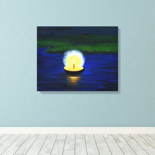 Malte Diwali Deepa Floating on Water Leinwanddruck (Insitu (Holzboden))