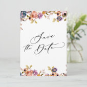 Malte Florals Luxus Kalligraphie Save the Date Einladung (Stehend Vorderseite)
