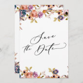 Malte Florals Luxus Kalligraphie Save the Date Einladung (Vorne/Hinten)