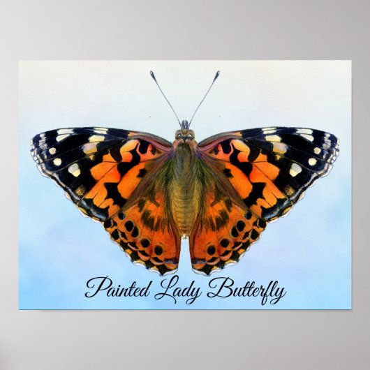Malte Lady Butterfly Aquarellmalerei Poster (Vorne)