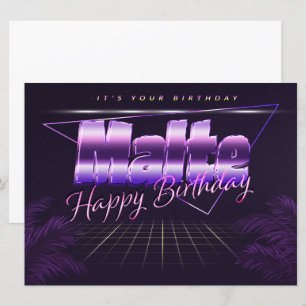 Malte Name Vorname lila retro Karte Geburtstag