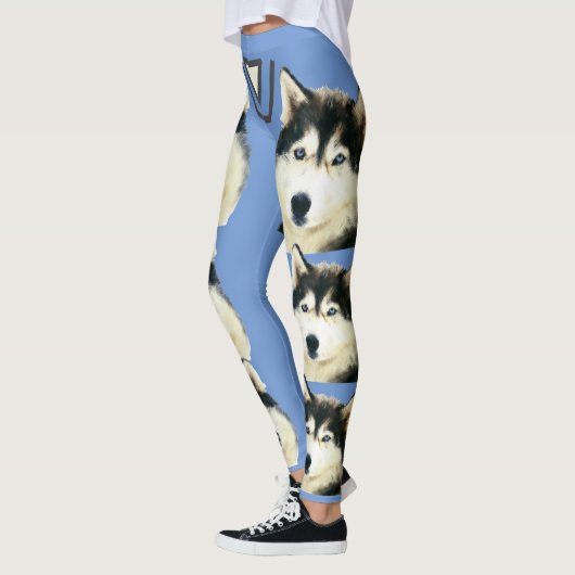 Malte sibirische Husky Hübsch Blue Leggings (Links)