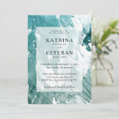 Malte Smaragdgrüne Moderne Hochzeit Einladung (Stehend Vorderseite)