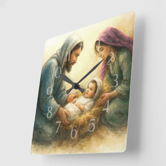 Malte Style Nativity Scene Holiday Card Quadratische Wanduhr (Winkel)