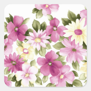 Malte violette Blumen Quadratischer Aufkleber