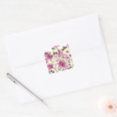 Malte violette Blumen Quadratischer Aufkleber (Umschlag)