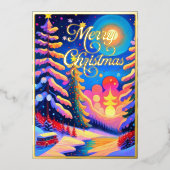 Malte Whimsical Winterlandschaft Weihnachten Folien Feiertagskarte (Vorderseite)