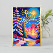 Malte Whimsical Winterlandschaft Weihnachten Folien Feiertagskarte (Stehend vorne)