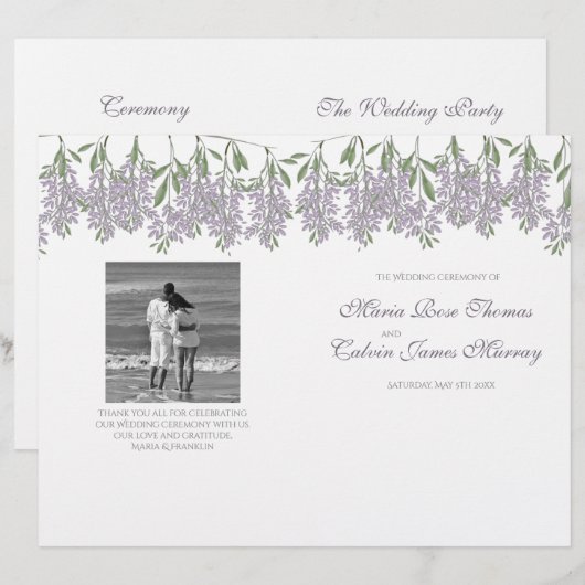 Malte Wisteria Wedding Program (Vorne/Hinten)