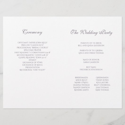 Malte Wisteria Wedding Program (Rückseite)
