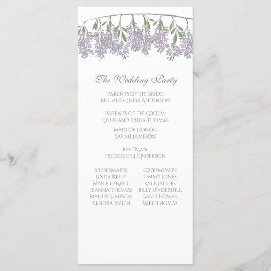 Malte Wisteria Wedding Program Programm (Rückseite)