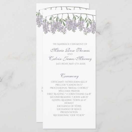 Malte Wisteria Wedding Program Programm (Vorne/Hinten)