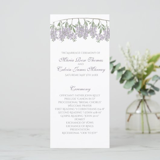 Malte Wisteria Wedding Program Programm (Stehend Vorderseite)