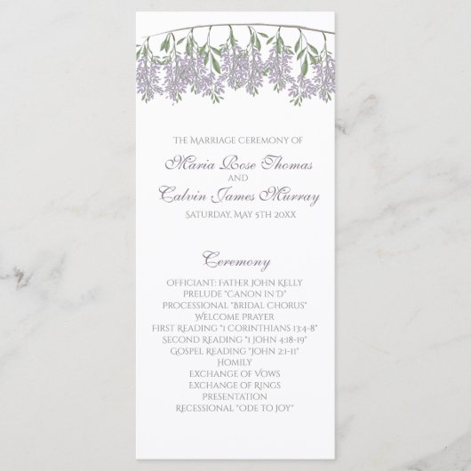 Malte Wisteria Wedding Program Programm (Vorderseite)